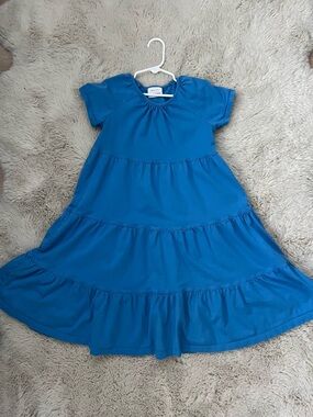 Hanna Andersson Bright Blue Tiered Short Sleeve Dress